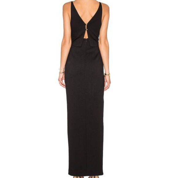 REVOLVE x Nicholas Ponti Ava Wrap Black Maxi Gown Deep V Neckline sz 2 PW13 - Picture 3 of 16